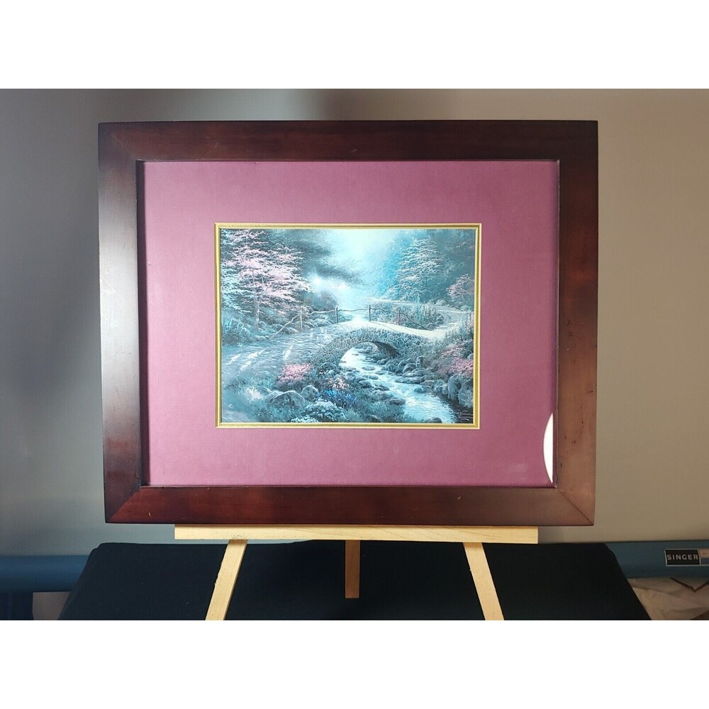 Thomas Kinkade Bridge Of Faith: The Garden Of Promise III Print with COA Framed